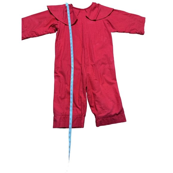 Handmade Youth Halloween Red Devil Costume Romper With Tail & Ruffled Collar M/L - Picture 4 of 7